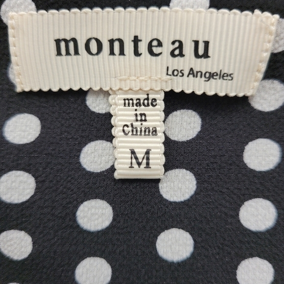 Black Peekaboo Cold Shoulder Blouse Top Polka-dot Tank Top Size MED - Picture 7 of 8